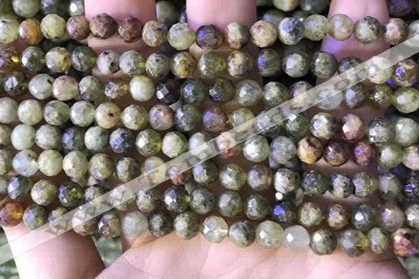 CGA705 15.5 inches 6mm faceted round green garnet beads