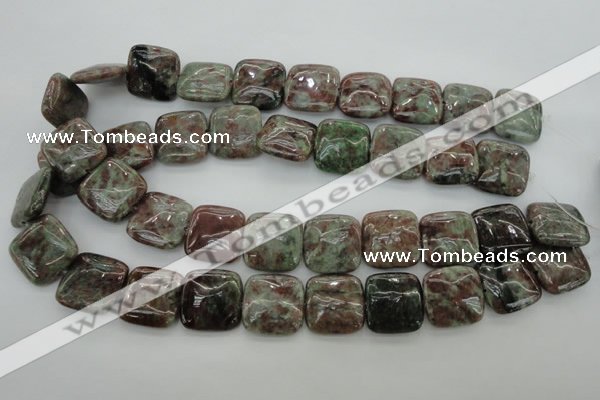 CGA81 15.5 inches 20*20mm square red green garnet gemstone beads