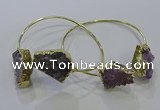 CGB1028 15*20mm - 20*25mm freeform druzy amethyst bangles