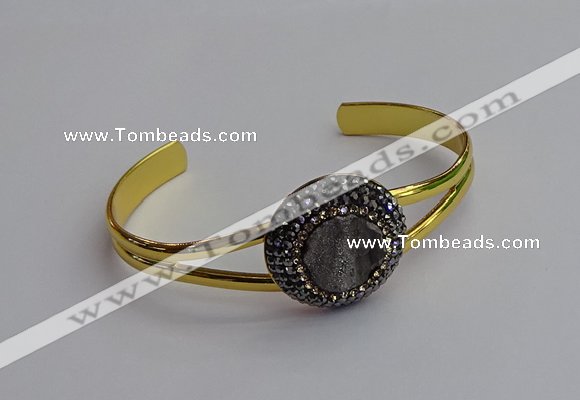 CGB2028 25mm coin plated druzy agate bangles wholesale