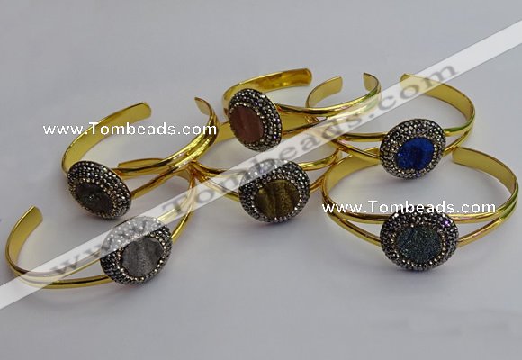 CGB2035 25mm coin plated druzy agate bangles wholesale