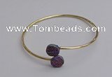 CGB2043 10mm coin plated druzy agate gemstone bangles wholesale