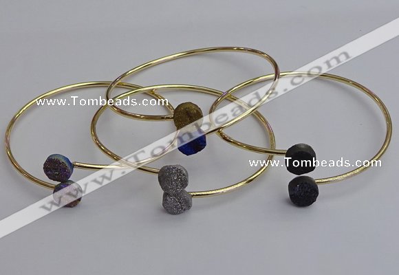 CGB2048 10mm coin plated druzy agate gemstone bangles wholesale