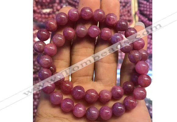 CGB2504 7.5 inches 10mm round ruby gemstone beaded bracelets