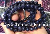 CGB2535 7.5 inches 9mm round sapphire gemstone beaded bracelets