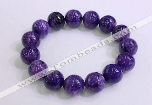 CGB2555 7.5 inches 14mm round charoite gemstone beaded bracelets