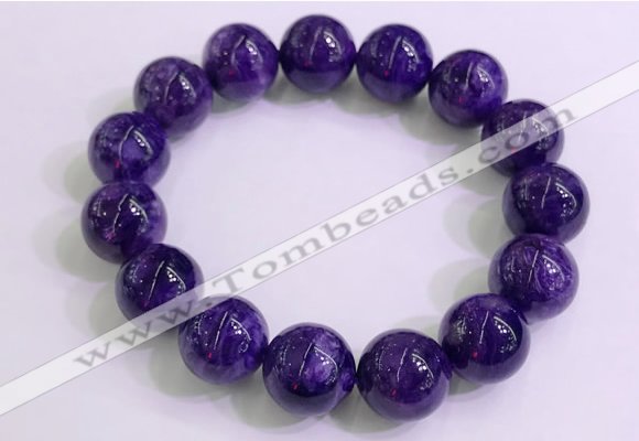 CGB2565 7.5 inches 14mm round charoite gemstone beaded bracelets