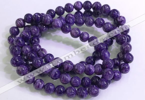 CGB2570 7.5 inches 8mm round charoite gemstone beaded bracelets