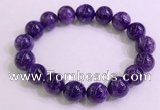 CGB2573 7.5 inches 12mm round charoite gemstone beaded bracelets