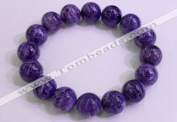 CGB2574 7.5 inches 13mm round charoite gemstone beaded bracelets