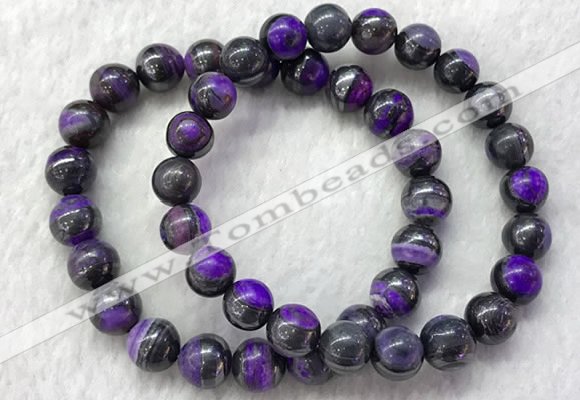 CGB2611 7.5 inches 9mm round natural sugilite beaded bracelets