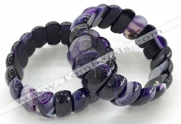 CGB3141 7.5 inches 11*23mm faceted oval agate bracelets