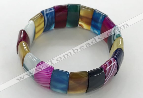 CGB3160 7.5 inches 11*23mm faceted rectangle agate bracelets