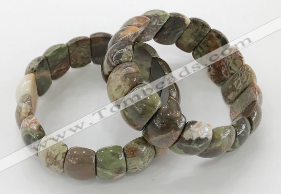 CGB3228 7.5 inches 12*20mm oval rainforest agate bracelets