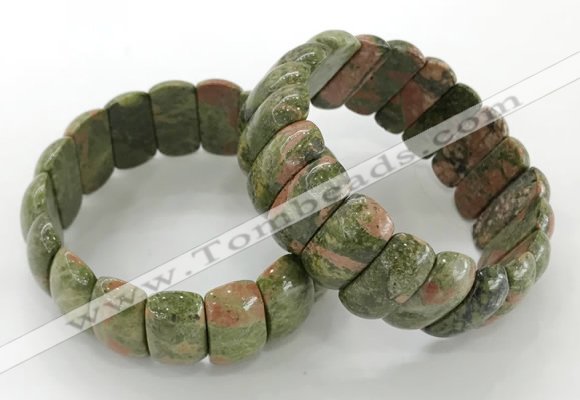 CGB3250 7.5 inches 12*25mm oval unakite gemstone bracelets