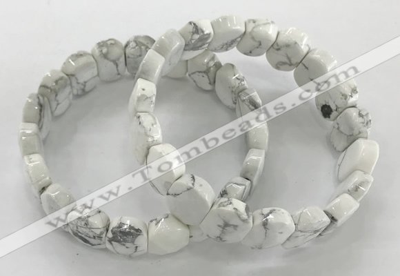 CGB3275 7.5 inches 10*15mm faceted oval white howlite bracelets