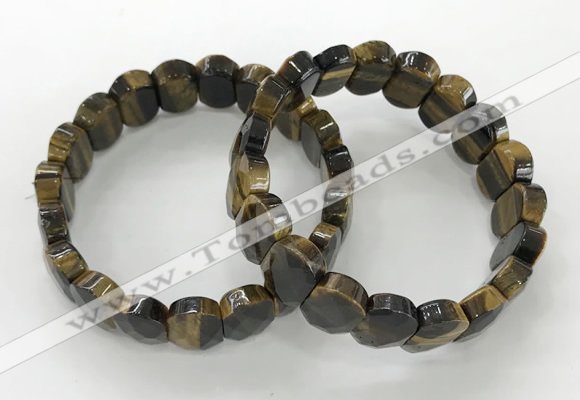 CGB3285 7.5 inches 10*15mm faceted oval yellow tiger eye bracelets