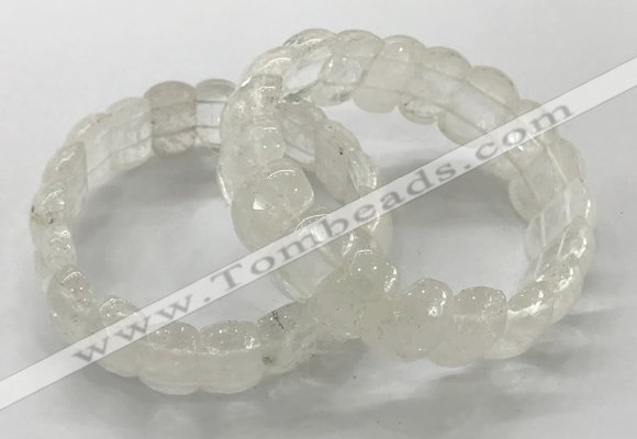 CGB3290 7.5 inches 10*20mm faceted oval white crystal bracelets