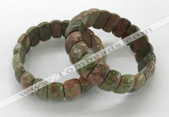 CGB3300 7.5 inches 10*20mm faceted oval unakite bracelets