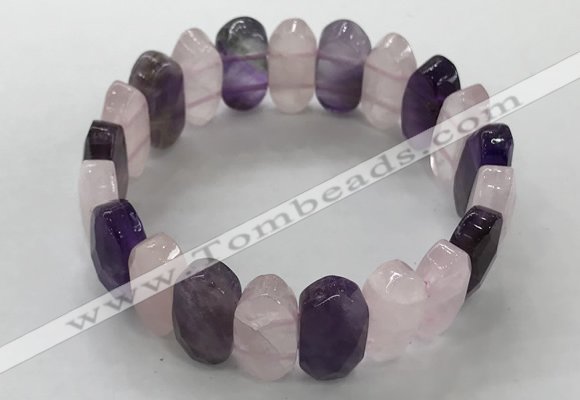 CGB3312 7.5 inches 10*20mm faceted oval mixed quartz bracelets