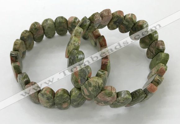 CGB3317 7.5 inches 10*20mm faceted oval unakite bracelets