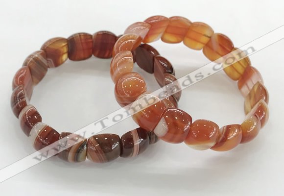 CGB3373 7.5 inches 10*15mm oval red line agate bracelets