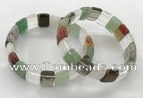 CGB3427 7.5 inches 12*15mm faceted rectangle mixed gemstone bracelets