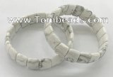 CGB3428 7.5 inches 12*15mm faceted rectangle white howlite bracelets