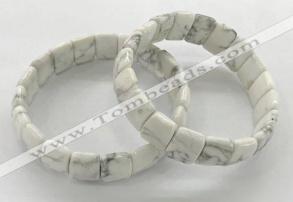 CGB3428 7.5 inches 12*15mm faceted rectangle white howlite bracelets