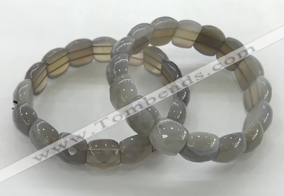 CGB3465 7.5 inches 10*14mm faceted oval grey agate bracelets