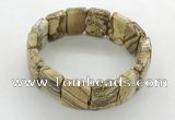 CGB3482 7.5 inches 15*20mm faceted rectangle picture jasper bracelets