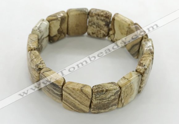 CGB3482 7.5 inches 15*20mm faceted rectangle picture jasper bracelets