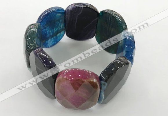 CGB3523 7.5 inches 28*40mm faceted oval agate bracelets