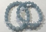 CGB4037 7.5 inches 8mm faceted round aquamarine beaded bracelets