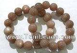 CGB4063 7.5 inches 14mm round sunstone beaded bracelets