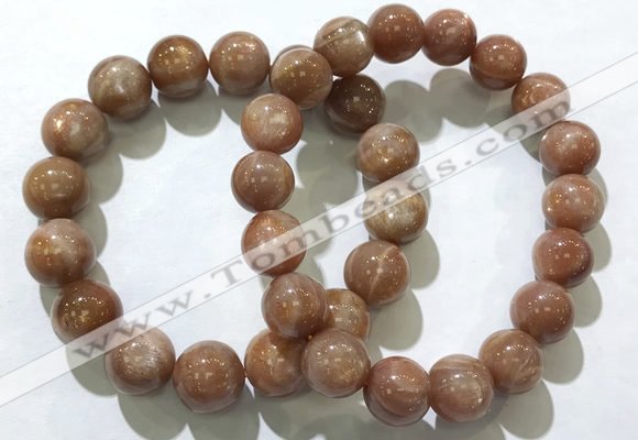 CGB4067 7.5 inches 12mm round sunstone beaded bracelets