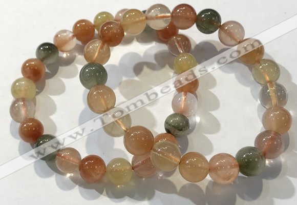 CGB4072 7.5 inches 9mm round mixed rutilated quartz beaded bracelets