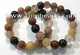 CGB4074 7.5 inches 13mm round mixed rutilated quartz beaded bracelets