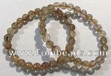 CGB4076 7.5 inches 7mm round golden rutilated quartz beaded bracelets