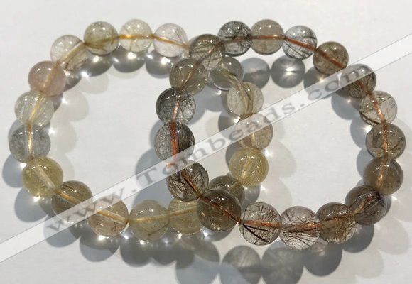 CGB4080 7.5 inches 11mm round golden rutilated quartz beaded bracelets