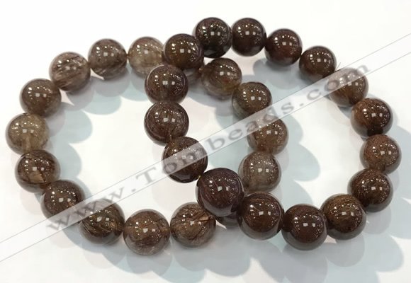 CGB4098 7.5 inches 13mm round rutilated quartz beaded bracelets