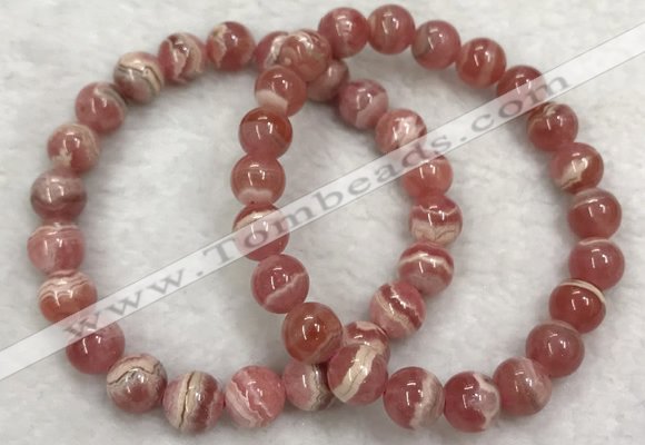 CGB4129 7.5 inches 8.5mm - 9mm round rhodochrosite beaded bracelets