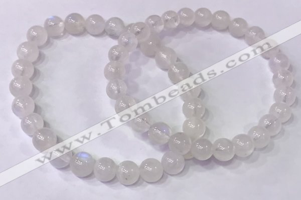 CGB4500 7.5 inches 7mm - 8mm round white moonstone beaded bracelets