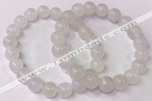 CGB4502 7.5 inches 10mm - 11mm round white moonstone beaded bracelets