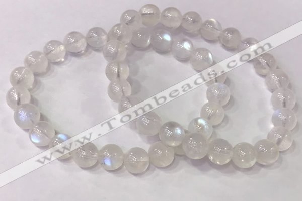 CGB4512 7.5 inches 8mm round white moonstone beaded bracelets