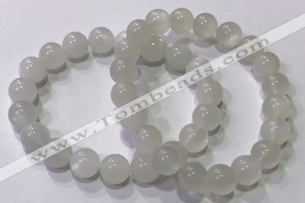 CGB4517 7.5 inches 10mm round white moonstone beaded bracelets