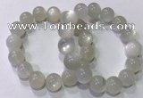 CGB4519 7.5 inches 14mm round white moonstone beaded bracelets