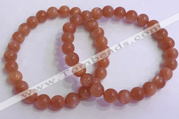 CGB4538 7.5 inches 7mm - 8mm round golden sunstone beaded bracelets