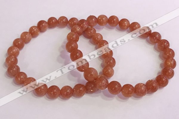 CGB4543 7.5 inches 8mm round golden sunstone beaded bracelets