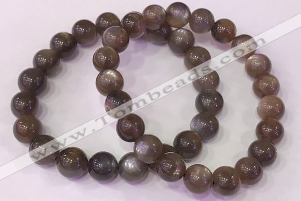 CGB4553 7.5 inches 9mm - 10mm round black sunstone beaded bracelets